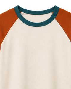 Manufacturer <b>White</b> Orange And Teal Raglan T Shirt For Men Short Sleeve Crew Neck Cotton <b>Tee</b> Custom Casual Color Block Streetwear - Product Image 5