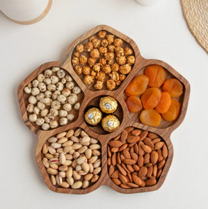 Wood Dry Fruit Tray Rustic Decorative Wood Serving Dish Platter Decorative Platter Irregular Leaf Shape Wood Dry Fruits Tray - Product Image 6