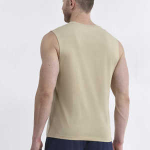 Débardeur de sport personnalisé pour homme, respirant, sans manches, écologique, col rond, couleur unie, décontracté, polyester/coton 220g, vente en gros - Product Image 3