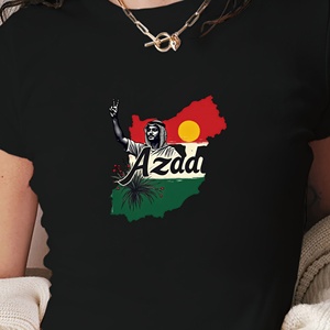 Camiseta corta de moda para mujer Azadi con signo de paz y mapa - Product Image 1