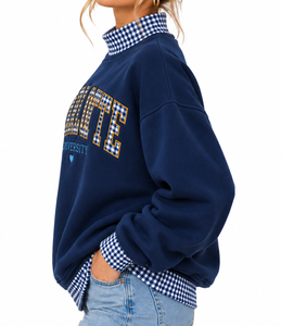 เสื้อสเวตเชิ้ตคอเต่าปักลายตามสั่งสำหรับผู้หญิง ผ้าฝ้ายฟลีซเนื้อนุ่ม สไตล์โอเวอร์ไซส์ สตรีทแวร์ ขายส่ง - Product Image 2