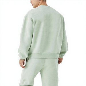 Conjunto Deportivo de Algodón Verde Claro para Hombre, Sudadera de Cuello Redondo, Pantalones Largos con Bolsillos Laterales, Ropa Casual de Primavera - Product Image 4