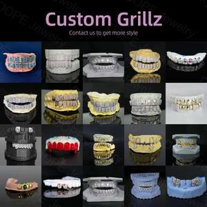 Grillz de Hip Hop Personalizados, Dientes de Plata 925 con Diamantes Cultivados en Laboratorio, Juego de Grillz para Dientes Superiores e Inferiores - Product Image 3