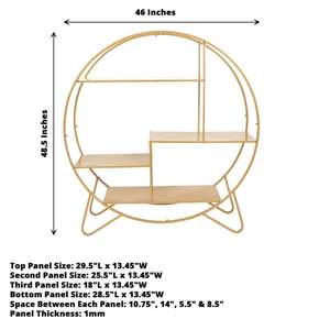 Gold Circular Metal <b>Cake</b> <b>Stand</b> <b>3</b> <b>Tier</b> Dessert Display Rack Reusable Hand Wash Only - Product Image 2