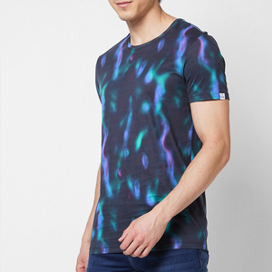 Camiseta de Manga Corta con Cuello Redondo y Estampado Tie-Dye para Hombre, Corte Ajustado, Estilo Casual, Material Transpirable de Poliéster - Product Image 3