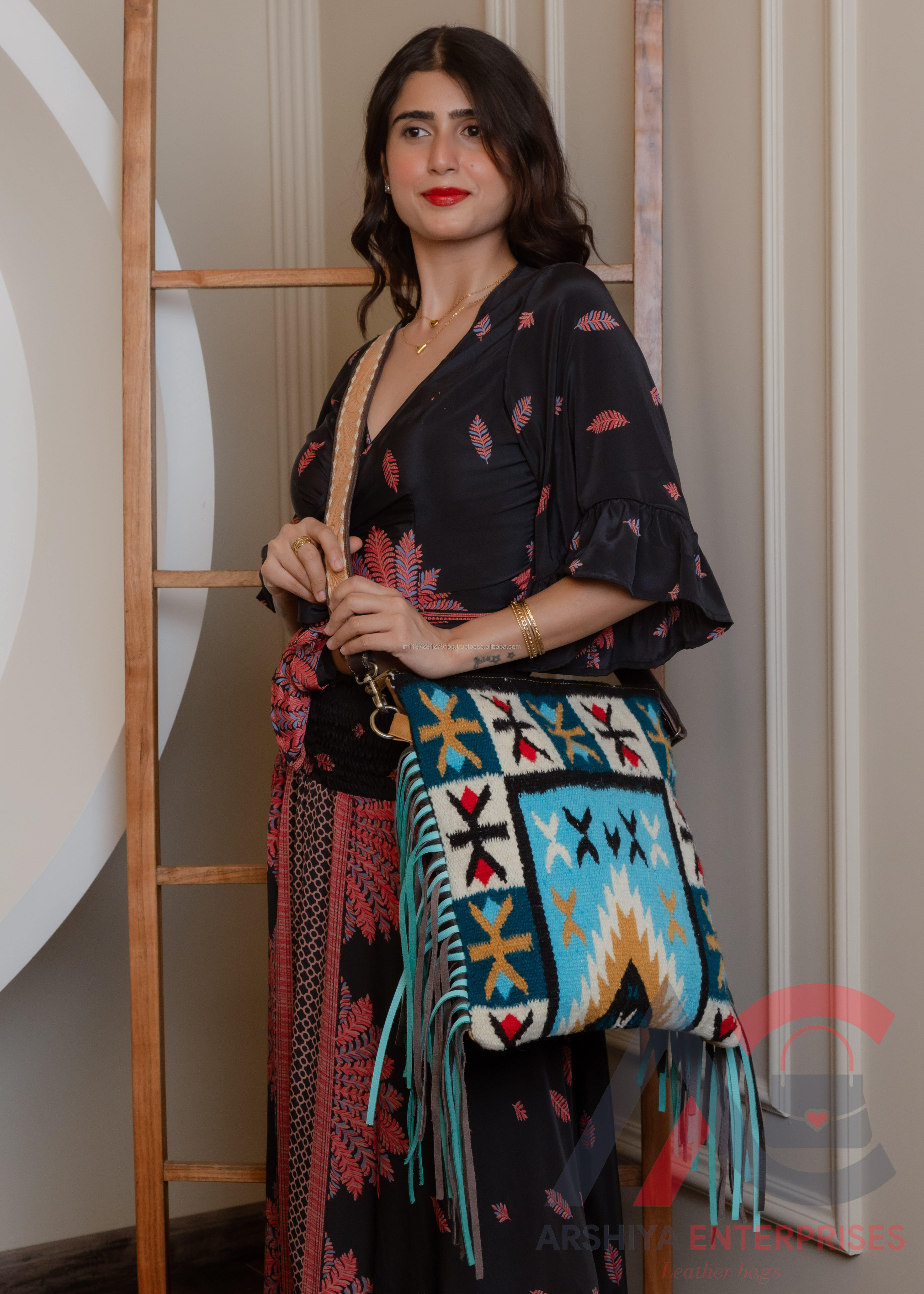 Turquoise With Tan Leather