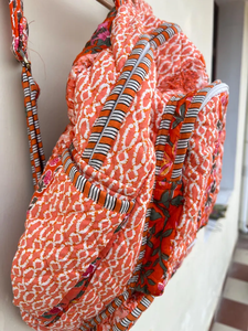 Mochila Acolchada a Rayas para Niñas, Hecha a Mano, de Algodón, para la Escuela, Ligera, para Viajes, con Múltiples Bolsillos, Estilo Boho, 20 Pulgadas - Product Image 2