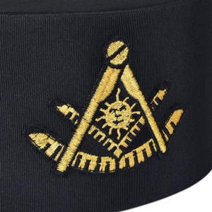 Masonic <b>Hat</b> <b>Band</b> Black with Gold Embroidered Square and Compass Symbol Unisex Adult Party Accessory 56-58CM - Product Image 4