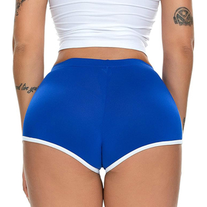 Women Royal Blue <b>Booty</b> Shorts with Contrast White Trim Retro Style Activewear Gym Shorts for Workout Yoga - Product Image 4