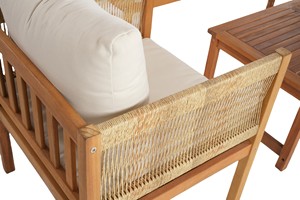 Ensemble de canapés d'extérieur en bois d'acacia massif, dossier en osier tressé à la main, résistant aux intempéries, meubles de jardin, de patio et de station balnéaire, fabriqué au Vietnam - Product Image 6