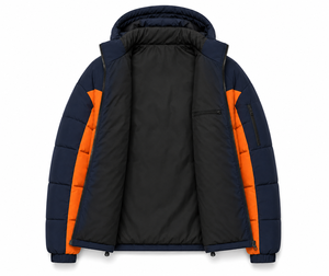 Custom Hooded Winter Puffer <b>Jacket</b> Durable Polyester Shell Thick Insulation Woven Logo Patch Quilted Interior Lining Outerwear - Product Image 5