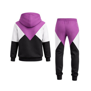 Ensemble de survêtement pour homme, couleur magenta et noir, sweat à capuche zippé et pantalon de jogging, vêtements de sport décontractés, tenue de sport, streetwear - Product Image 4