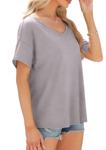 T-shirt ample à col en V pour femme, vêtement de sport islamique modeste et de haute qualité, idéal pour l'été, 100 % coton - Product Image 5