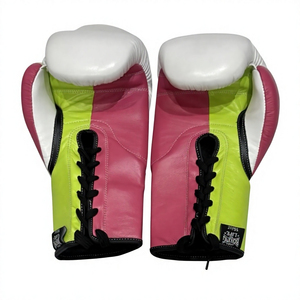 No Boxing No Life Boxing <b>Gloves</b> White <b>Green</b> Pink PU <b>Leather</b> Laced Wrist Training Adults Mexico Made - Product Image 5