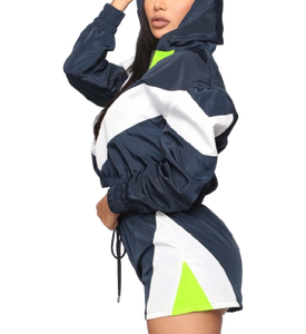 เซ็ตกางเกงขาสั้นและแจ็กเก็ต2ชิ้นของผู้หญิงชุดเสื้อกันลมกางเกงขาสั้นระบายอากาศไซส์ใหญ่พิเศษ - Product Image 5