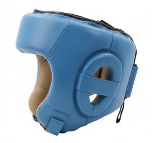 Casque de boxe professionnel GLORY LIFE, protection intégrale du visage, logo personnalisé, cuir noir mat et bleu, protège-tête pour entraînement MMA - Product Image 4