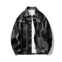 Veste en jean vintage pour homme, toutes saisons, style streetwear, avec détails de boutons brodés, en coton brossé, vêtement d'extérieur décontracté, vente en gros