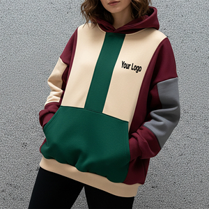 Wholesale 100% Cotton Acid Wash Color Block Women's Pullover Hoodies Heavy Weight 400GSM Baggy Fit Custom DTF Printed Logo - Product Image 1