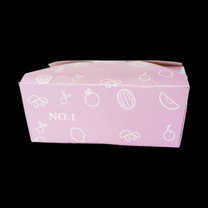 Pink Rectangle Paperboard Self Erecting <b>Boxes</b> with Fruit Pattern for Food Packaging Disposable Takeaway Containers - Product Image 4