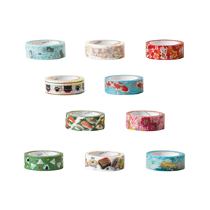 Japanese Paper Waterproof Acrylic Adhesive Customizable Masking <b>Tape</b> Single Sided Featuring Animals and Food Scenes - Product Image 1