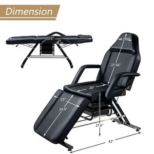 Hydraulic <b>Salon</b> Tattoo Chair with Two Trays Multi-Purpose 3-Section Facial Bed Table Esthetician Bed <b>Stool</b> for Massage - Product Image 2