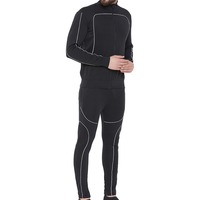 Setelan Olahraga Anak Laki-Laki Hitam Full Zip Warna Solid Gaya Sporty Kerah Berkerudung Lengan Panjang Bahan Bernapas 100% Poliester Pakaian Musim Dingin Model Ketat