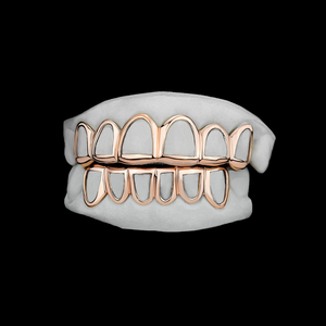 Nouveau Hip Hop Grillz 14K Plaqué Or Ensemble Uni 6 Dents Haut Bas Avec Or Rose Or Argent et Noir Grillz Moissanite Grill - Product Image 1