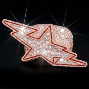 Anillo de cóctel de lujo con diamante moissanita VVS, forma de estrella brillante, plata de ley 925, chapado en rodio, estilo hip hop. - Product Image 1