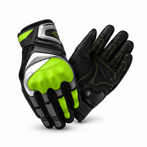 Guantes de Motocicleta Blancos con Detalles en Verde Neón, Protección en los Nudillos, Dedos Completos, Agarre para Pantalla Táctil, Soporte para Muñeca, Equipo de Protección Todoterreno - Product Image 5