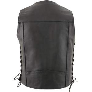 เสื้อกั๊กหนังสีดำแบบคลาสสิกสำหรับผู้ชาย ปี 2025 รุ่น LKM3787 มีสิบกระเป๋า เหมาะสำหรับขี่มอเตอร์ไซค์และแข่งรถ - Product Image 3