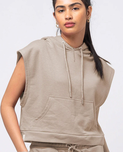Survêtements noirs pour femmes, 100% coton, écologiques, imprimés, à blocs de couleur sur le devant, à épaules tombantes, coupe décontractée, deux pièces, à capuche, respirants - Product Image 1