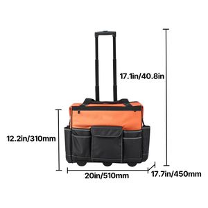Durable 110 Lbs Load Capacity <b>Rolling</b> <b>Tool</b> <b>Bag</b> with 27 Pockets Heavy Duty Roller <b>Tool</b> <b>Bag</b> Wheels Adjustable Telescoping Handle - Product Image 4
