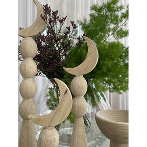Handcrafted <b>Wooden</b> Crescent Moon Finial Stand Set Of 3 Elegant Tapered Pillars Beaded Design For <b>Rustic</b> Home & Eid Decoration - Product Image 5