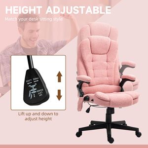 Sedia da Ufficio Direzionale Tradizionale con Schienale Alto in Velluto Rosa, Massaggio Vibrante e Altezza Regolabile (PU) - Product Image 5