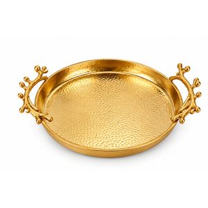 Atractiva Bandeja Decorativa de Acero Inoxidable Plateado Martillado con Asas Esculpidas de Orquídea, Elegante Plato Rectangular para Servir - Product Image 6