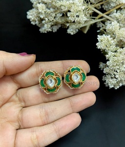 Hermosos Pendientes de Moissanita con Aspecto de Piedra, Chapados en Oro de Latón de Primera Calidad, para Mujeres y Niñas, para Usar en Bodas, Colección - Product Image 2