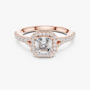 แหวนหมั้นเพชรทรง Asscher 1 กะรัต ทองคำ 9K สีเหลือง ประดับเพชร Halo แบบแยกก้าน ฝังเพชรแบบ Pave สำหรับเจ้าสาว ขายส่ง - Product Image 3