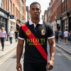 Nueva Camiseta Polo de Manga Corta para Hombre, Verano, Casual, con Diseño de Corte en Ángulo y Combinación de Colores, Algodón, Tallas Grandes, Deportiva, Bordada, a Buen Precio - Product Image 4