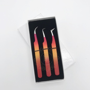 Pinzas para pestañas con punta plateada y revestimiento en polvo personalizado de calidad superior, caja de Tarjeta blanca ecológica de acero inoxidable de nuevo diseño - Product Image 4