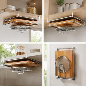 Estante de Almacenamiento Metálico de Pared de un Solo Nivel, Minimalista, para Utensilios de Cocina, Duradero - Product Image 6