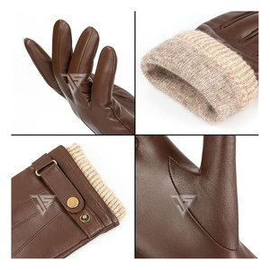 Gants décontractés en cuir pour hommes avec doublure en cachemire, thermiques, respirants, à séchage rapide, pour sports de plein air - Product Image 4