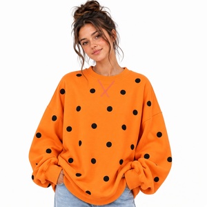 Compre al por Mayor Sudaderas Extra Grandes para Mujer con Estampado de Lunares, Cuello Redondo, Hombros Caídos, Manga Larga, Tejidas, Casuales, para Otoño - Product Image 5