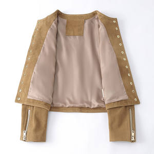 Chaqueta Bomber al por Mayor, Chaqueta de Cuero de Gamuza para Mujer, Chaqueta de Primavera de Alta Calidad - Product Image 4