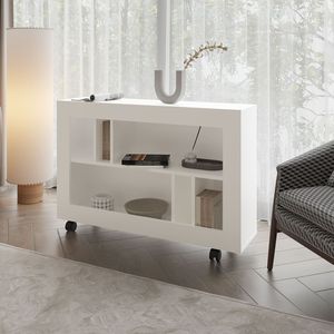 FM FURNITURE White Cowlic Console Table with <b>Open</b> <b>Storage</b> in Melamine - Product Image 1
