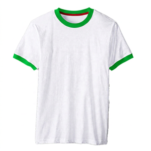 Unisex White 100% Cotton <b>Ringer</b> <b>T</b>-<b>Shirt</b> Short Sleeve O-Neck Regular Fit Contrast Trim Casual Jersey Solid Color Blank Design - Product Image 2
