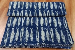 Colcha Kantha india 100% algodón, hecha a mano, reversible, con estampado floral bohemio, manta decorativa, venta al por mayor - Product Image 6