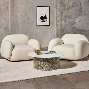 Ruang Tamu Kamar Tidur Kain Boucle Nordik Modern Accent Kursi Santai Santai Kursi Sofa Berlapis Kain