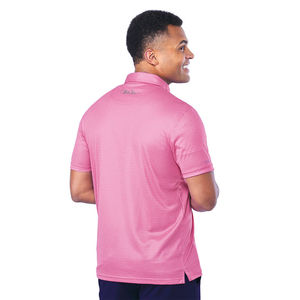 T-shirt rose à manches courtes pour homme, motif uni, style décontracté, coupe classique, respirant, tricoté, 100 % polyester, logo frontal, séchage rapide - Product Image 3
