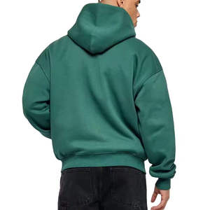 High-Quality Screen-Printed Zipper UP <b>Thick</b> Cotton Plain Loose Hoodie for Men - Product Image 2