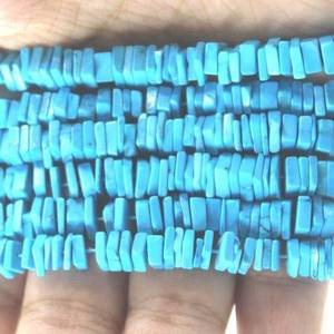 Cuentas de Piedra Preciosa Heishi de Turquesa Azul, Forma Cuadrada Lisa, para la Fabricación de Joyas, 6-7mm, Hilos de 16 Pulgadas, Precio al por Mayor - Product Image 1